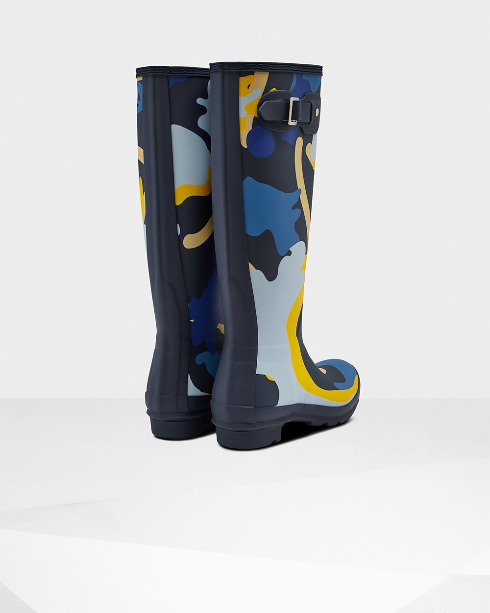 Womens Hunter Original Rockpool Camo - Tall Rain Boots Navy Camo - 0685-IQJAO